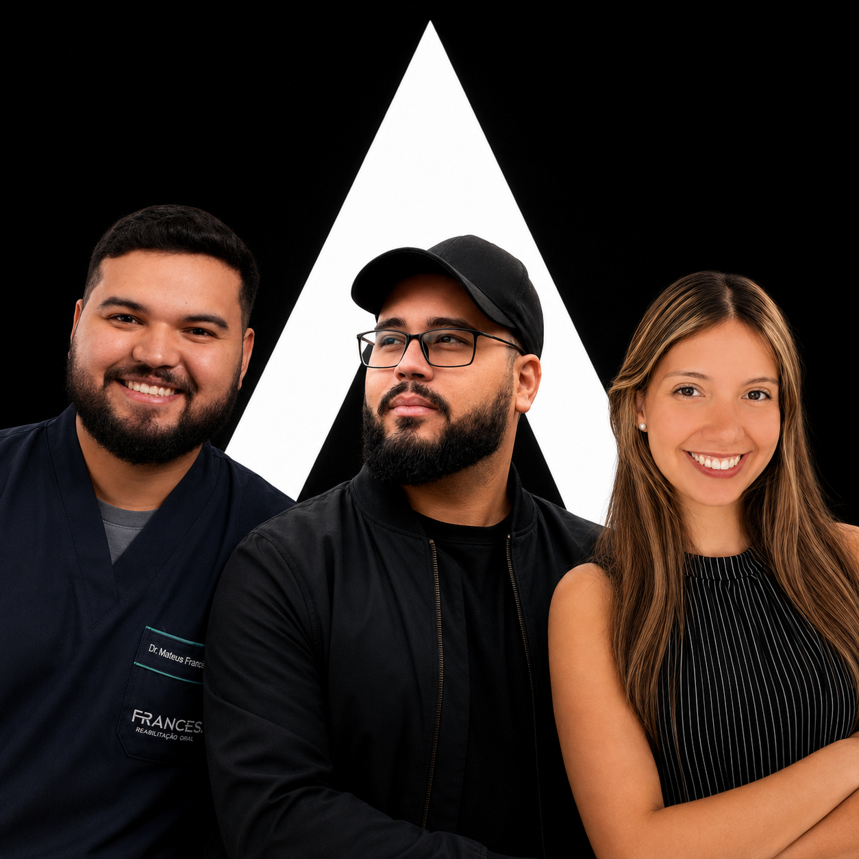 Víctor Henryque, Mateus Francês e Pollyana Abreu — sócios fundadores da NEX Marketing